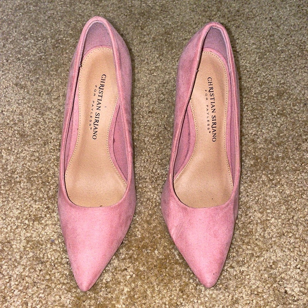 Pink suede heels